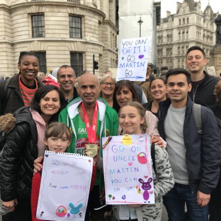 Martin with family and friends after the race